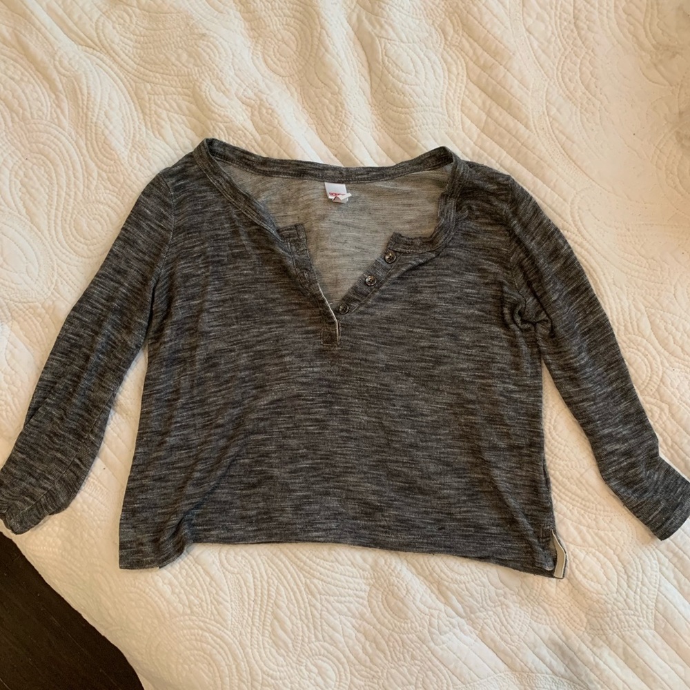 Grey and white button down crop top